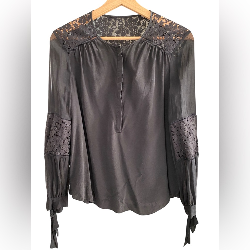 Rebecca Taylor Black Long Sleeve Silk Blouse